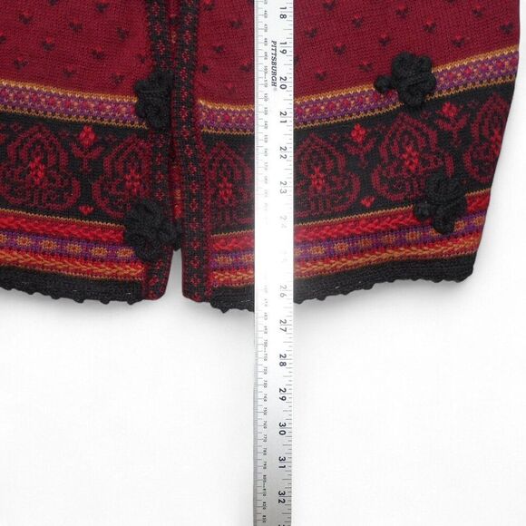Susan Bristol Vintage Hand Embroidered Cardigan Sweater Women's S Burgundy Red - Picture 7 of 8